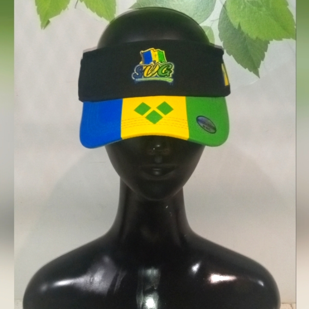Colorful Visor Hat w/🇻🇨 Flag Design💛💙💚